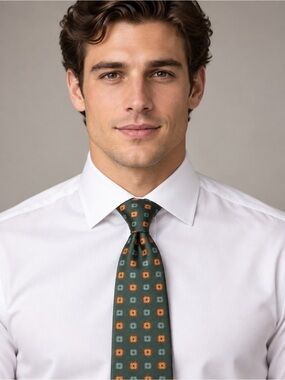 Kiton Silk Forest Green Medallion Tie